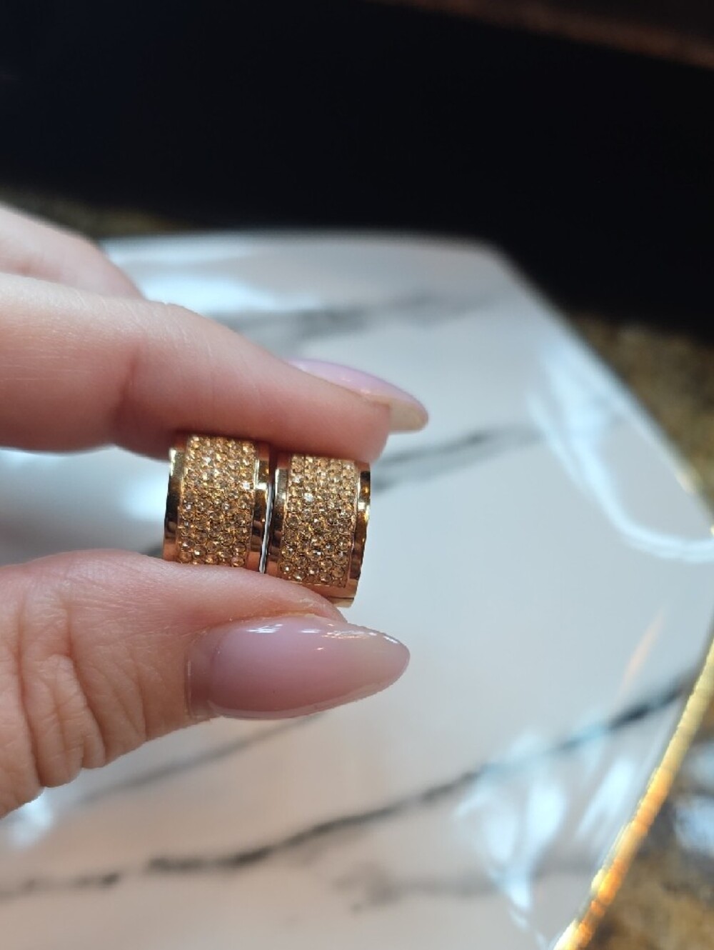 Michael Kors Rose Gold Pavé Huggie Hoops - Picture 5 of 6